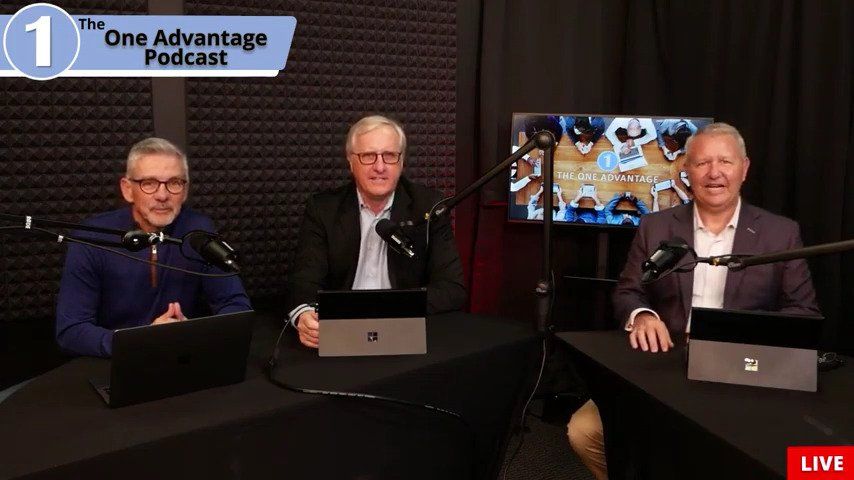 three men talking on podcast