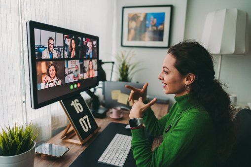 woman in video conference from home