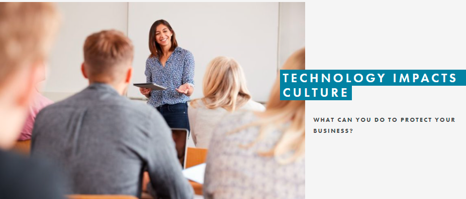 woman giving lecture smiling, technology impacts culture cover