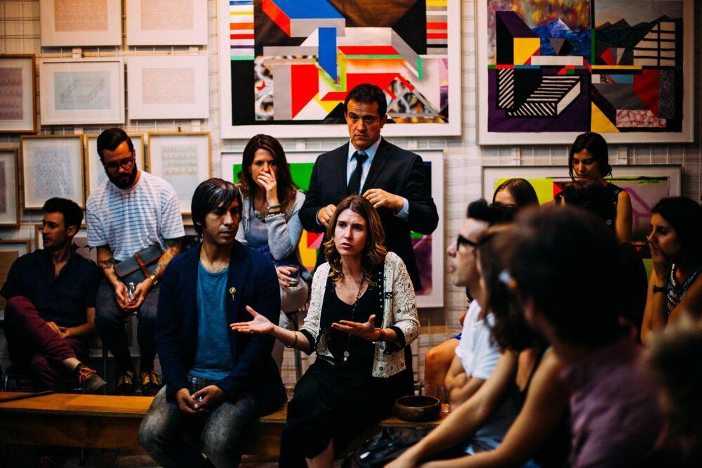 woman giving opinion in meeting